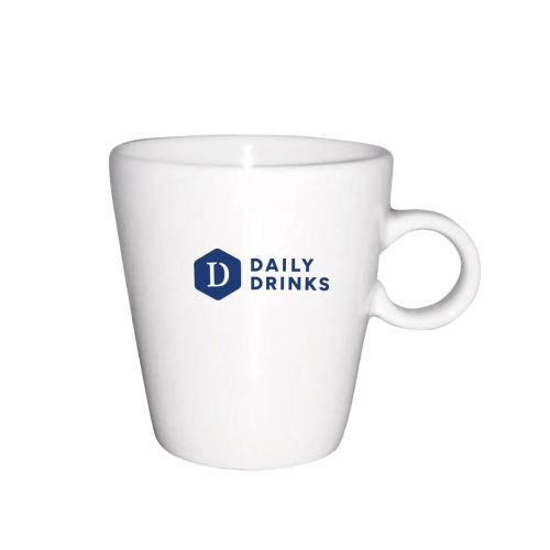 Trapo mok wit 20 cl met éénkleurig DailyDrinks-logo op het voorvlak.