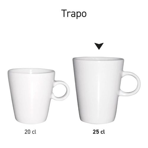 Seriebeeld toont verschillende Trapo mokken wit naast elkaar.