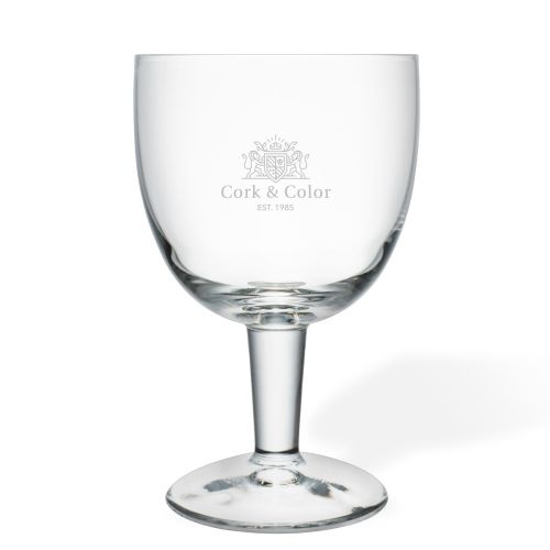 Tapmaatglas van 33 cl met fijne gravure van het CorkColor-logo op het vooraanzicht.