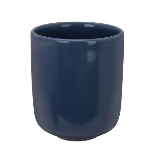 Vooraanzicht van Venus beker 35 cl. zonder oor in blauw porselein met rechte cilindervorm.