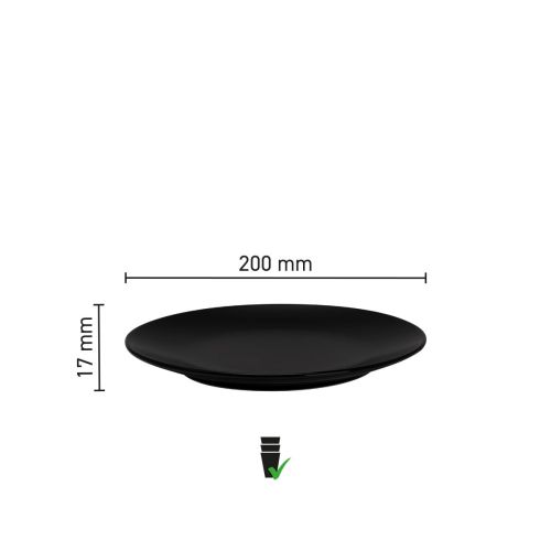 Infographic met diameter en randhoogte van Venus bord 20 cm porselein.