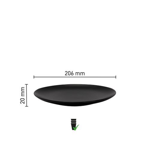 Infographic met diameter en randafmetingen van Venus bord 26 cm porselein.