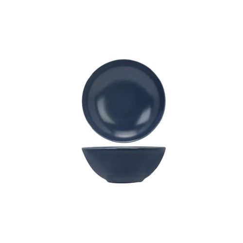 Vooraanzicht van de Venus kom 16 cm van blauw aardewerk met ronde vorm en gladde binnenzijde.