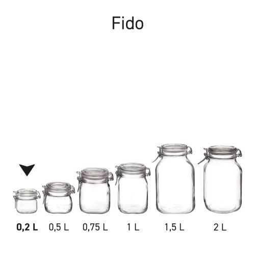 Seriebeeld van meerdere Fido weckpotten van glas.