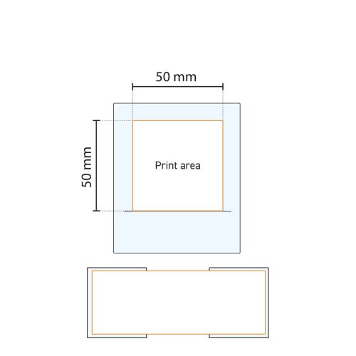 Technische werktekening met aanduiding van het drukgebied op het whiskyglas 20 cl.