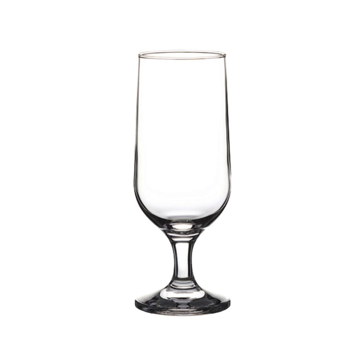 Bierglas Capri 35 cl. helder glas met licht toelopende vorm, zichtbaar in frontaal aanzicht.