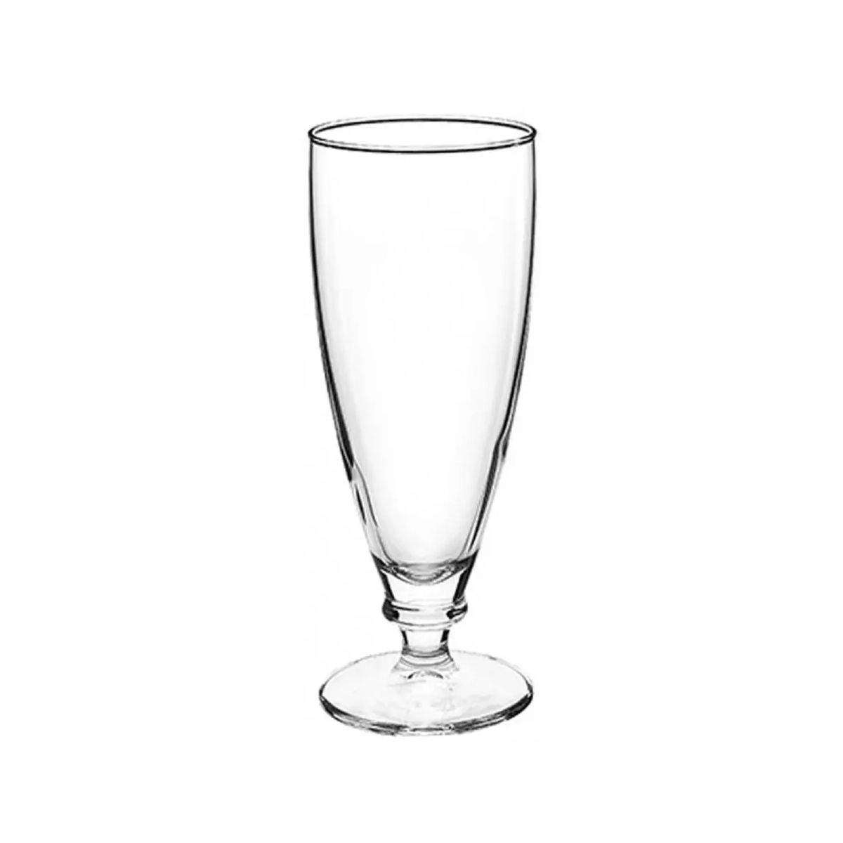 Transparant bierglas Harmonia 27,5 cl. in recht vooraanzicht met ronde kelk en smalle voet.