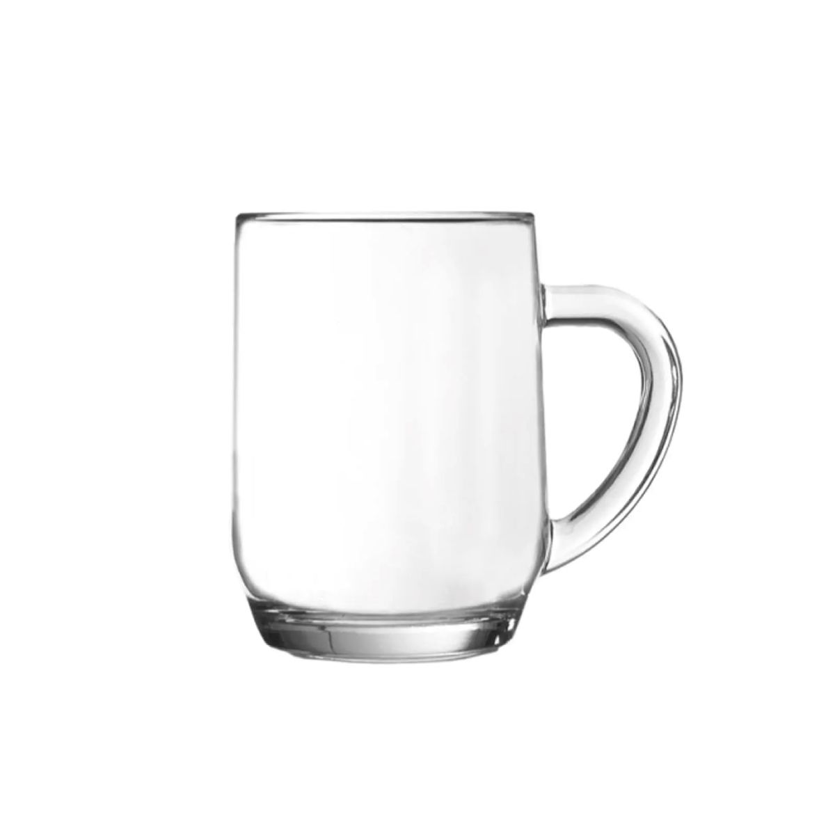 Vooraanzicht van de bierpul Hayworth 28 cl., van helder glas met klassiek handvat.