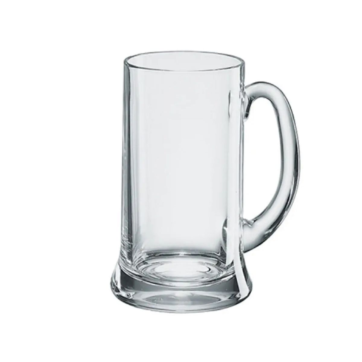 Vooraanzicht van de bierpul Icon 50 cl., tapmaat glas met robuust handvat en rechte vorm.