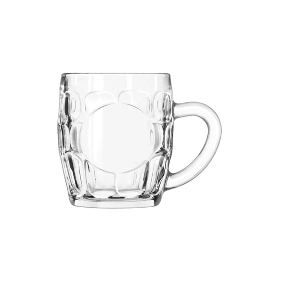 Frontaal beeld van de bierpul Oktober 29 cl. van glas met klassiek gevormd handvat.