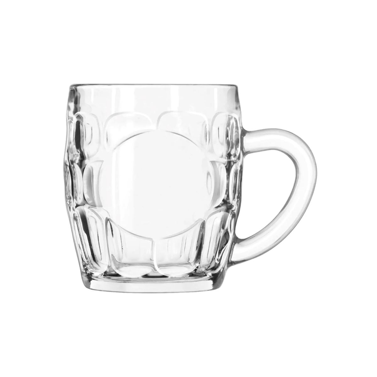 Vooraanzicht van de bierpul Oktober 55 cl., glas met recht model en stevig handvat.