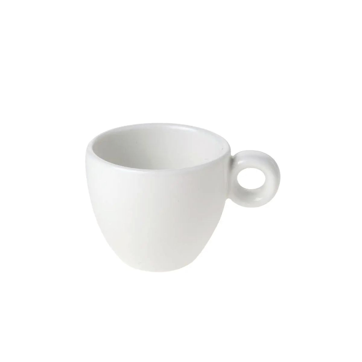 Vooraanzicht van Bola espresso kop 8 cl in wit porselein met ronde vorm en glad oppervlak.