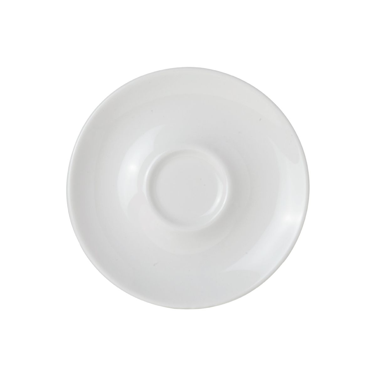 Frontale weergave van Bola espressoschotel 12,5 cm in porselein met gladde afwerking.