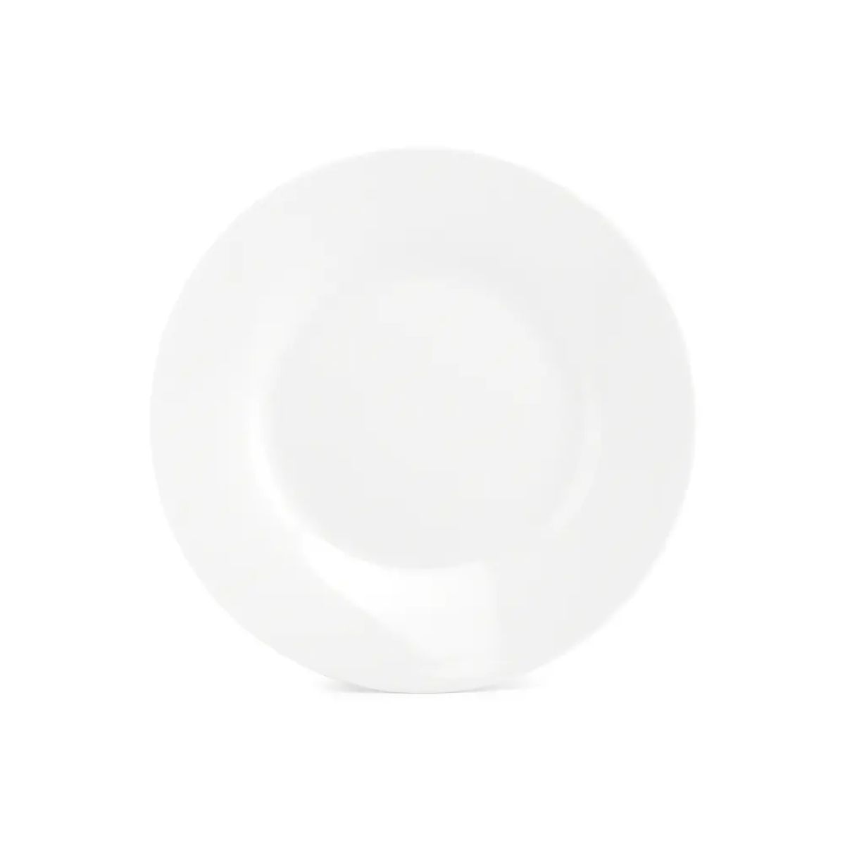 Rond bord van wit porselein uit de Basic lijn, 15 cm doorsnee, recht van voren weergegeven.