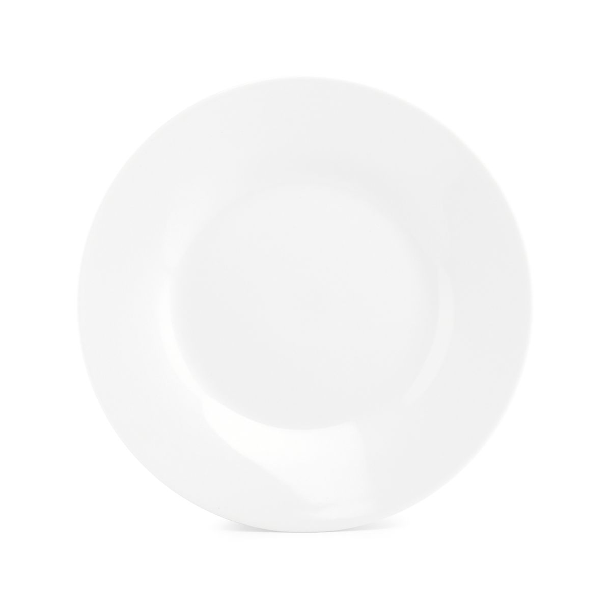 Basic lijn bord van wit porselein met 20 cm diameter, zichtbaar in frontaal aanzicht.