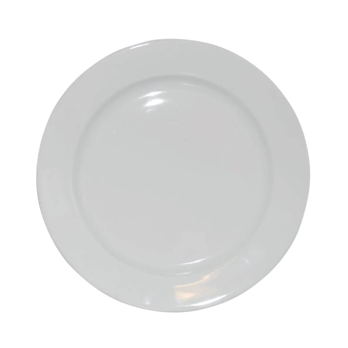 Vooraanzicht van porseleinen bord van 24 cm met brede witte rand en glad oppervlak.