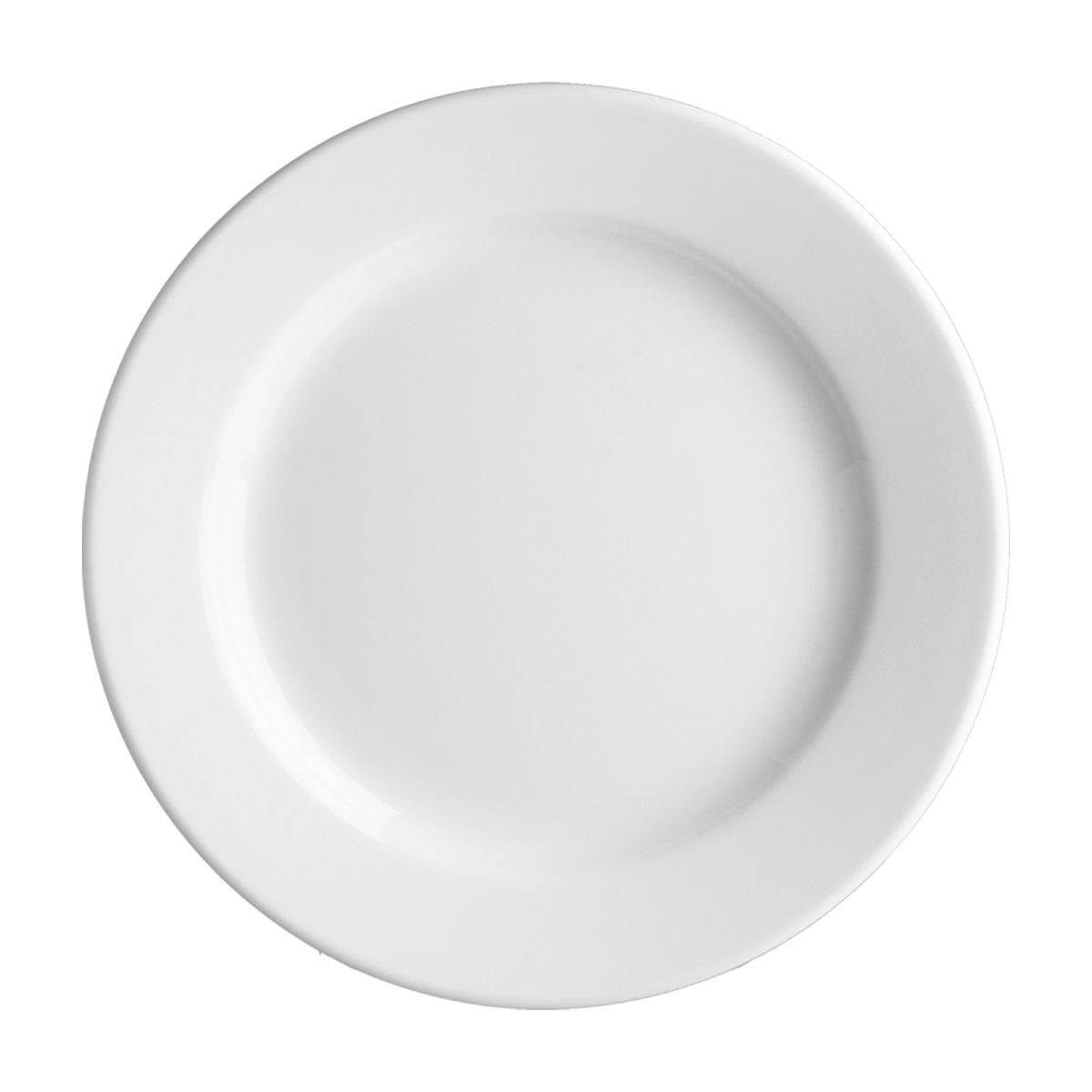 Bord Princip 24 cm van wit porselein in recht vooraanzicht, met eenvoudige ronde vorm.