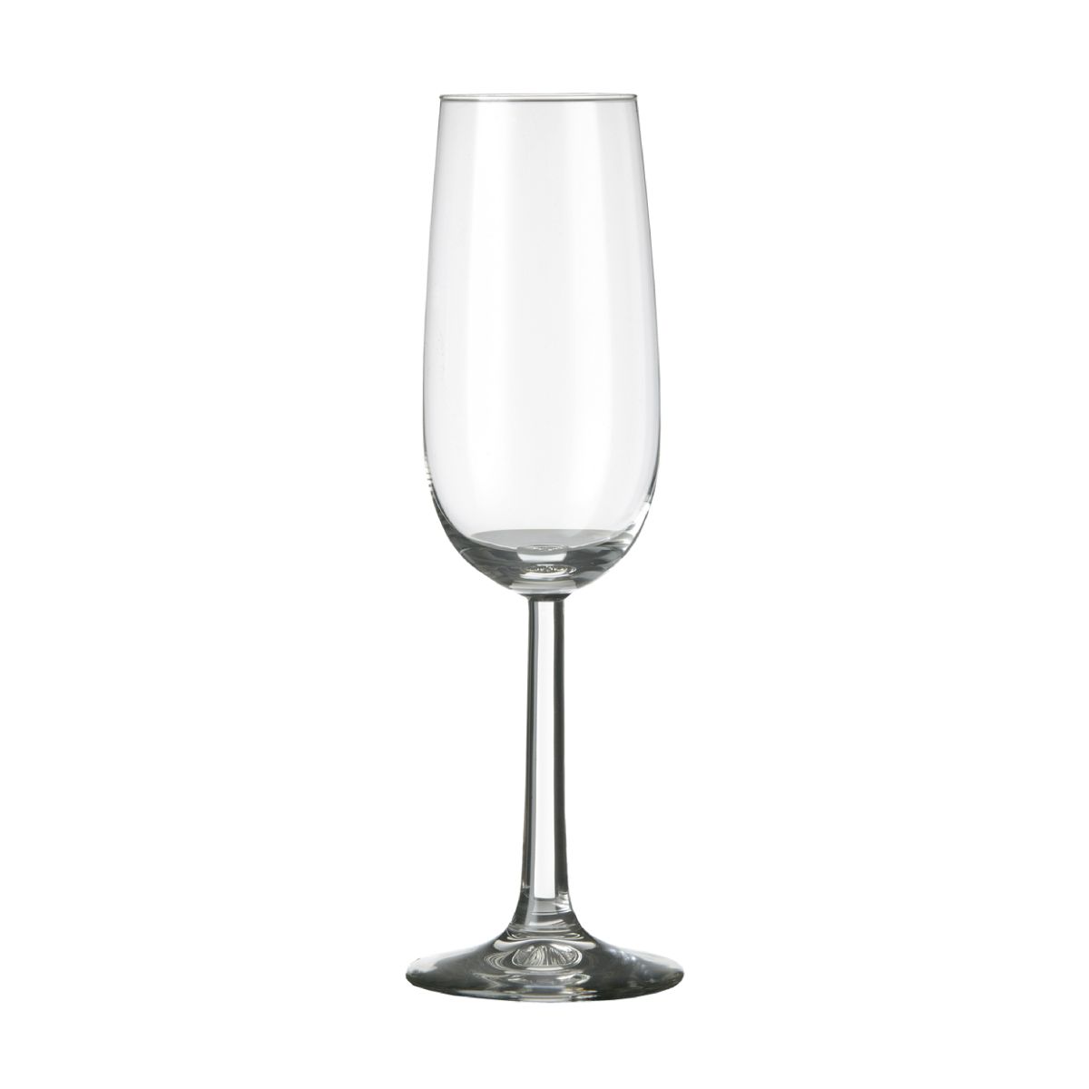 Vooraanzicht van Bouquet champagneflute 17 cl. in helder glas met smalle hoge kelk.