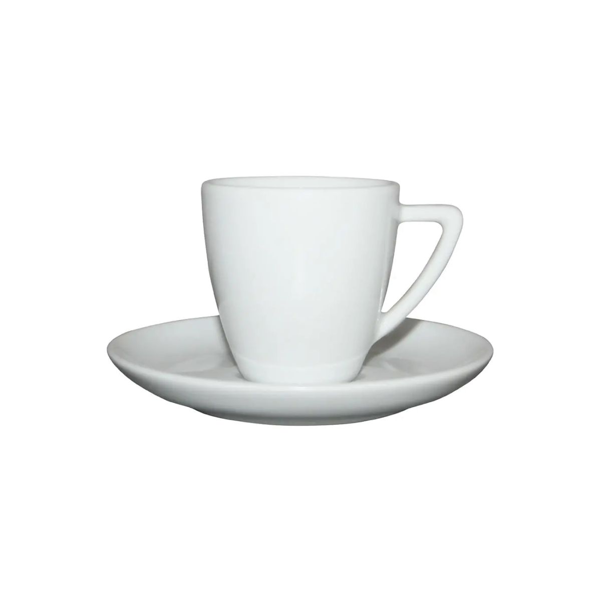 Porseleinen Classic Espresso SET wit 7 cl., frontaal weergegeven met glad wit oppervlak.