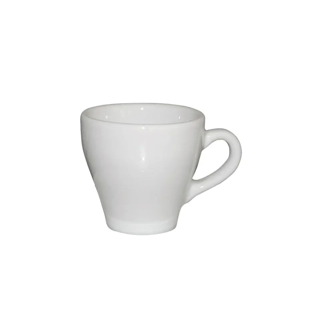 Dom Espresso kop wit 8 cl. van porselein, recht van voren gefotografeerd tegen neutrale achtergrond.