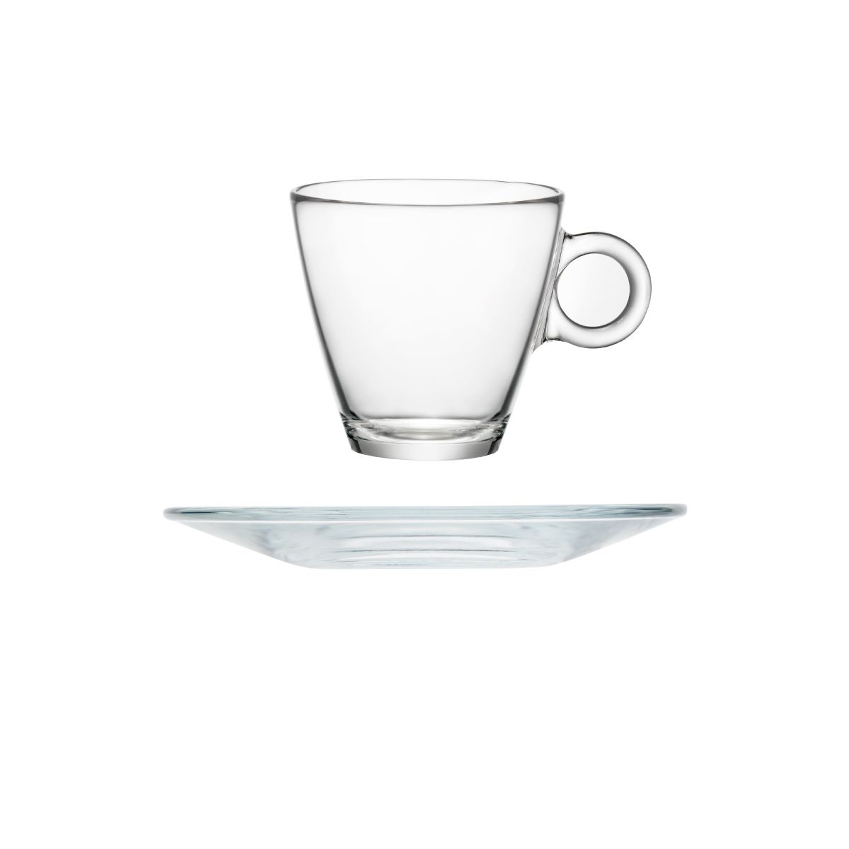 Voorzijde van het Easy Bar Cappuccino glas van 23 cl, helder glas met ruimte voor gravure zichtbaar.