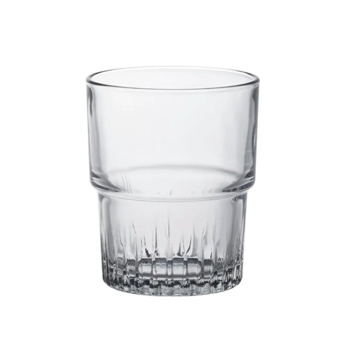 Stapelbaar drinkglas Empilable 16 cl in glas, frontaal afgebeeld met cilindrische vorm.