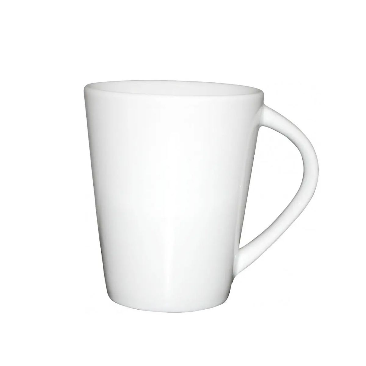 Eva mok in wit porselein van 25 cl. vooraanzicht toont glad oppervlak en rechte vorm.