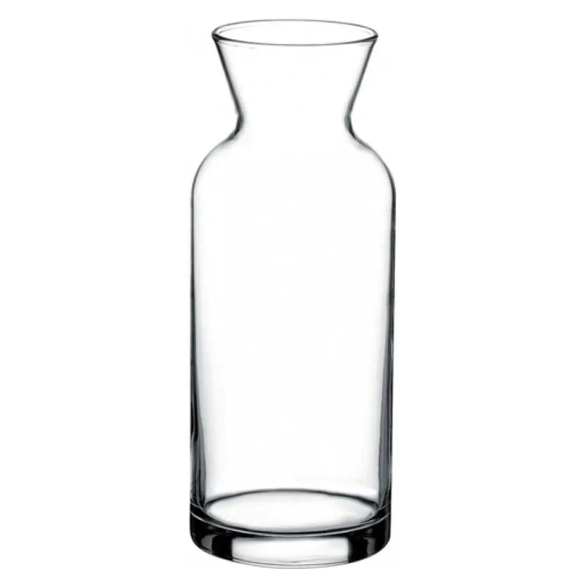 Glazen karaf Village 1,00 liter in vooraanzicht met elegante vorm en smalle hals.