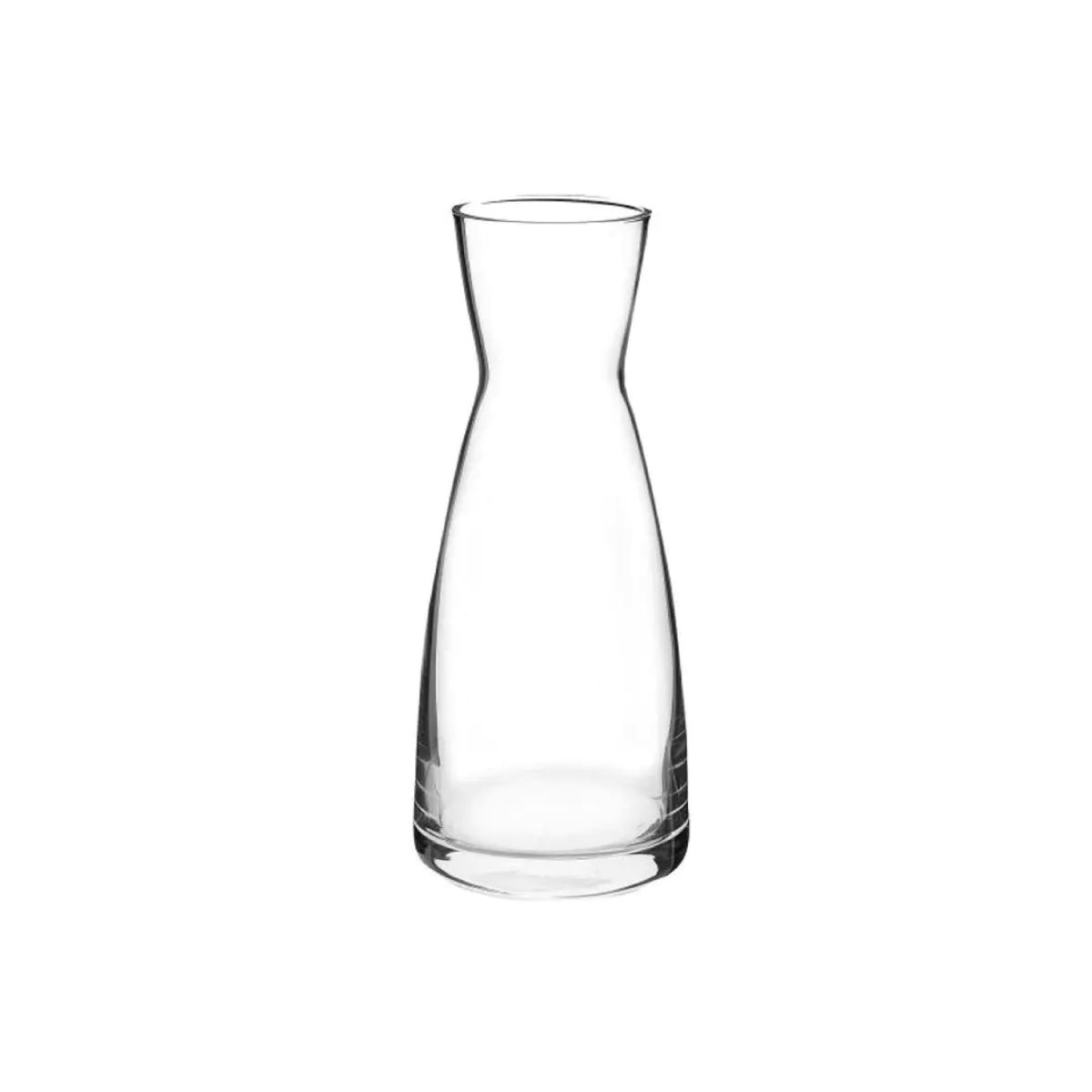 Vooraanzicht van Karaf Ypsilon 0,25 liter in transparant glas met brede voet en smalle hals.