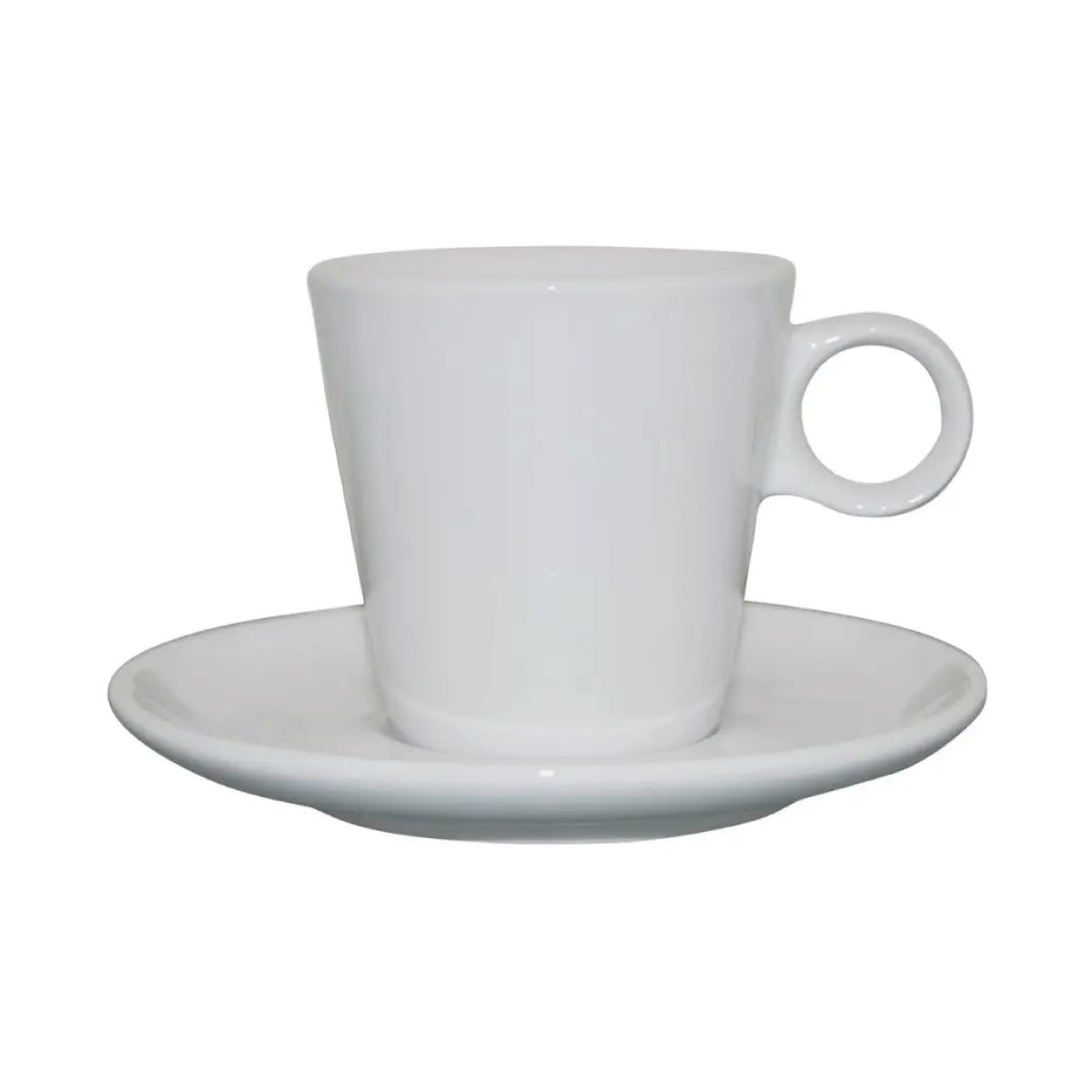 Voorzijde van de Lukas Cappuccino wit 19.5 cl. Set, uitgevoerd in glad porselein.