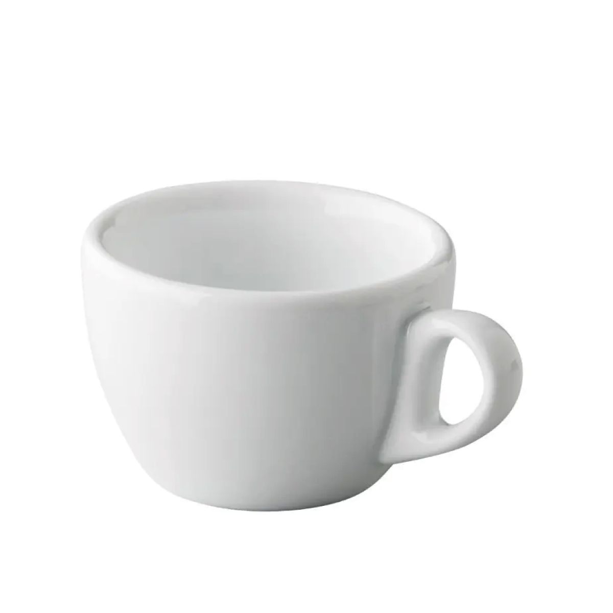 Voorzijde van Style Cappuccino kop 19 cl. in wit porselein, getoond in vooraanzicht.