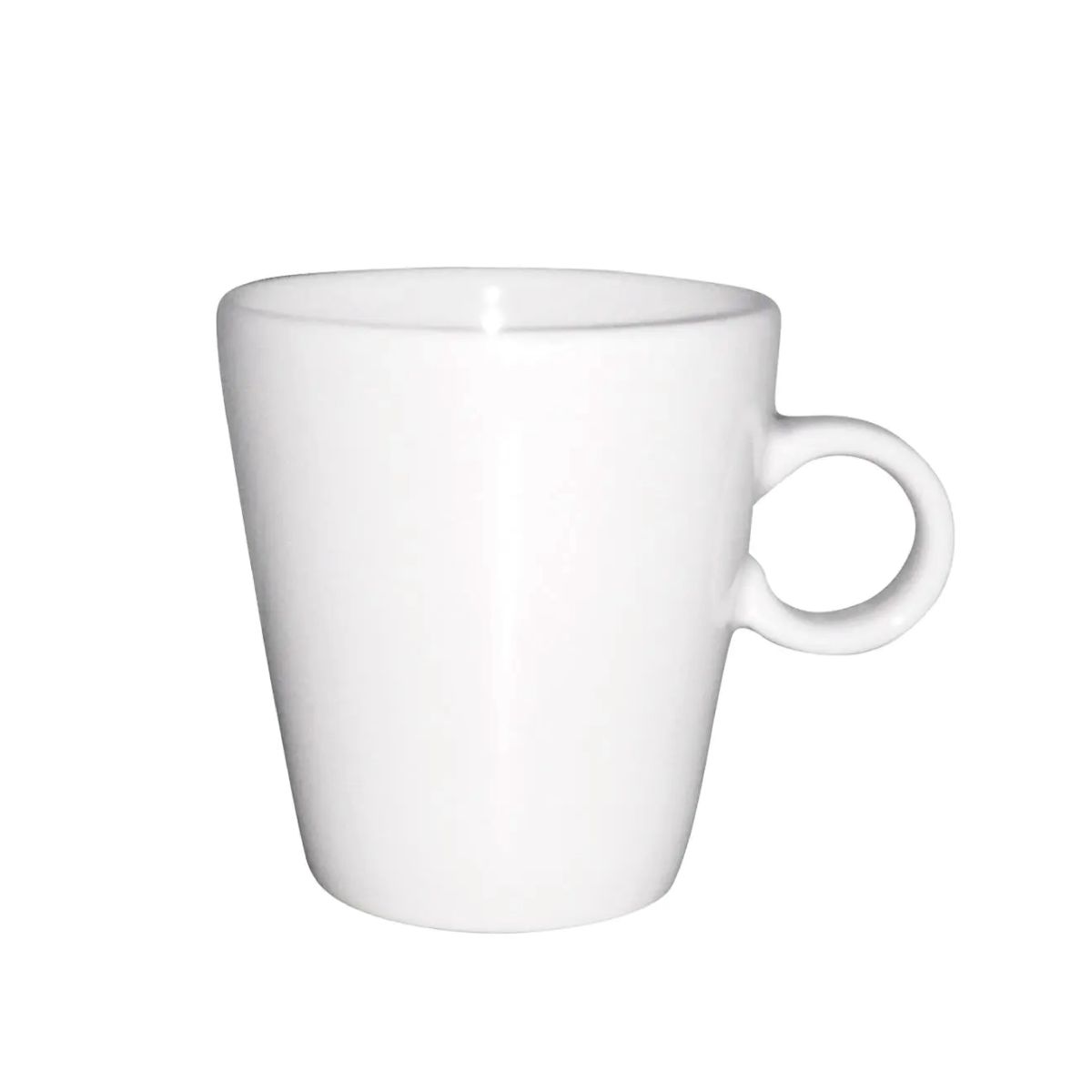 Witte Trapo mok van 20 cl. porselein, rechtopstaand en zichtbaar in vooraanzicht.