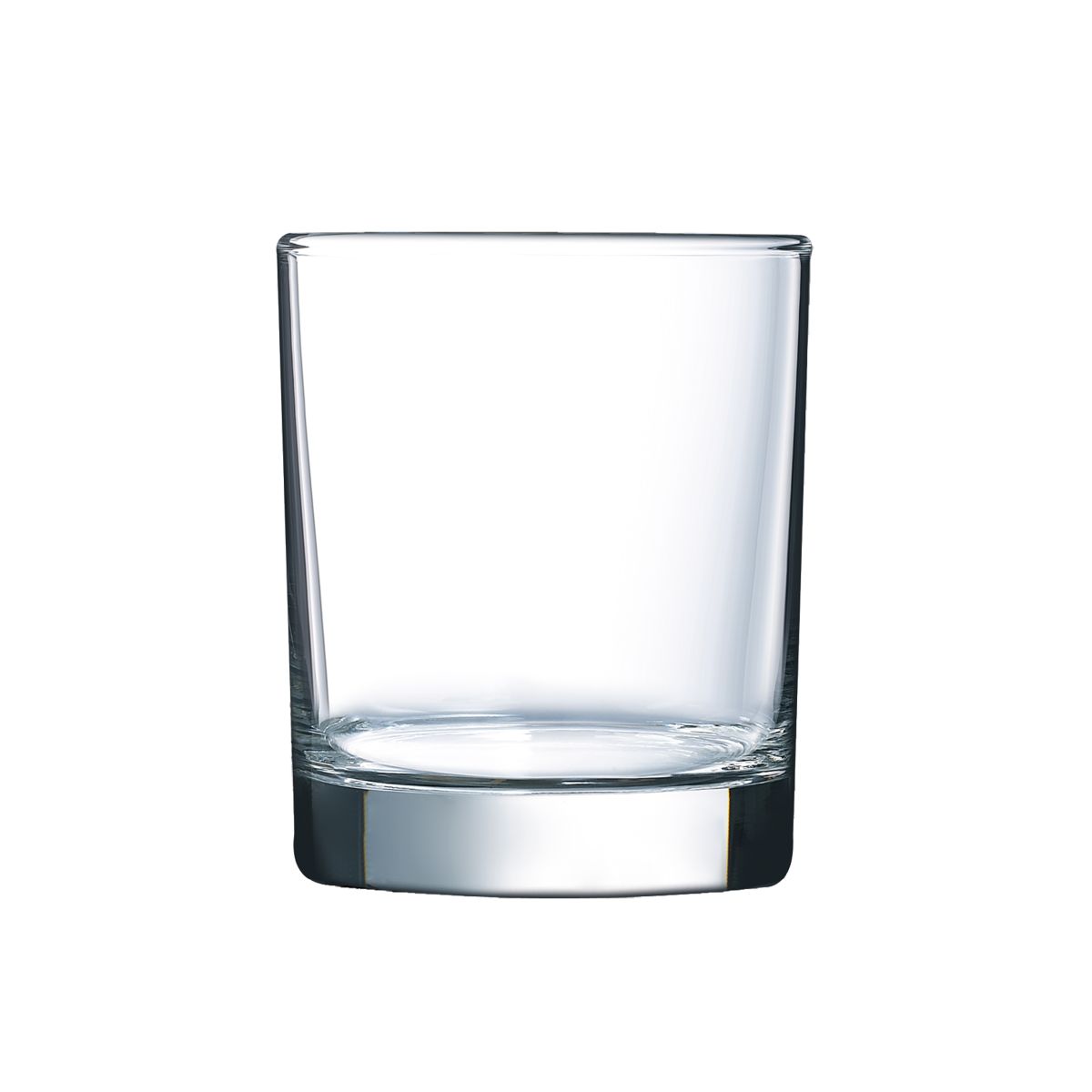 Vooraanzicht van een transparant whiskyglas van 20 cl., geschikt voor sterke dranken.